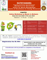 Online Workshop on Waste to Biofuels 2020 Workshop Poster